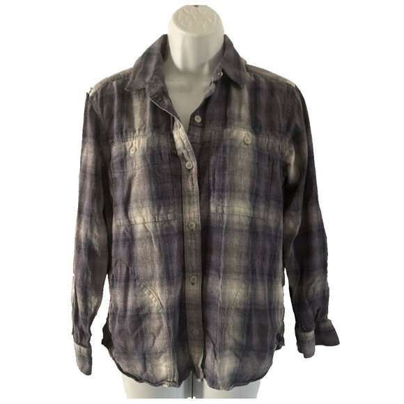 REI Tops - REI CO OP Shirt Women Small Hemp Blend Blue Plaid Button Up Long Sleeve Outdoors